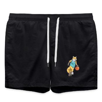 Fuchs Basketballspieler Basketball - Badeshorts - Schwarz - Vorne - AI Model Male 185 light (185cm)