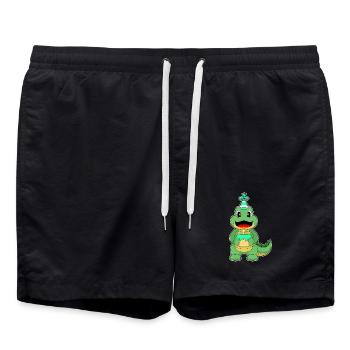Crocodile Birthday Cake - Swim Trunks - black - Front - AI Model Male 185 light (185cm)