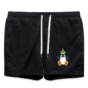 Penguin Birthday Cake - Swim Trunks - black - Front - AI Model Male 185 light (185cm)