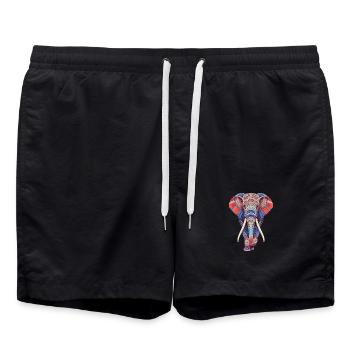 Mandala éléphant marchant frontalement dans un look coloré - Short de bain - noir - Devant - AI Model Male 185 light (185cm)