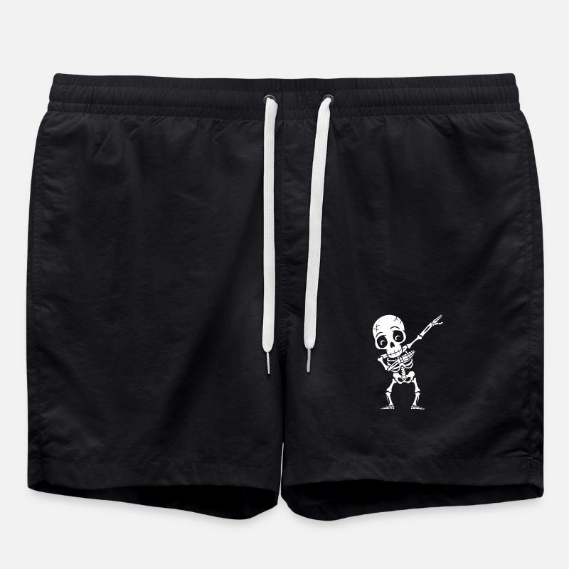 Dabbing Skeleton - Swim Trunks - black