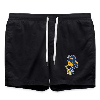 Saxophone Player Comic Look - Swim Trunks - black - Front - AI Model Male 185 light (185cm)