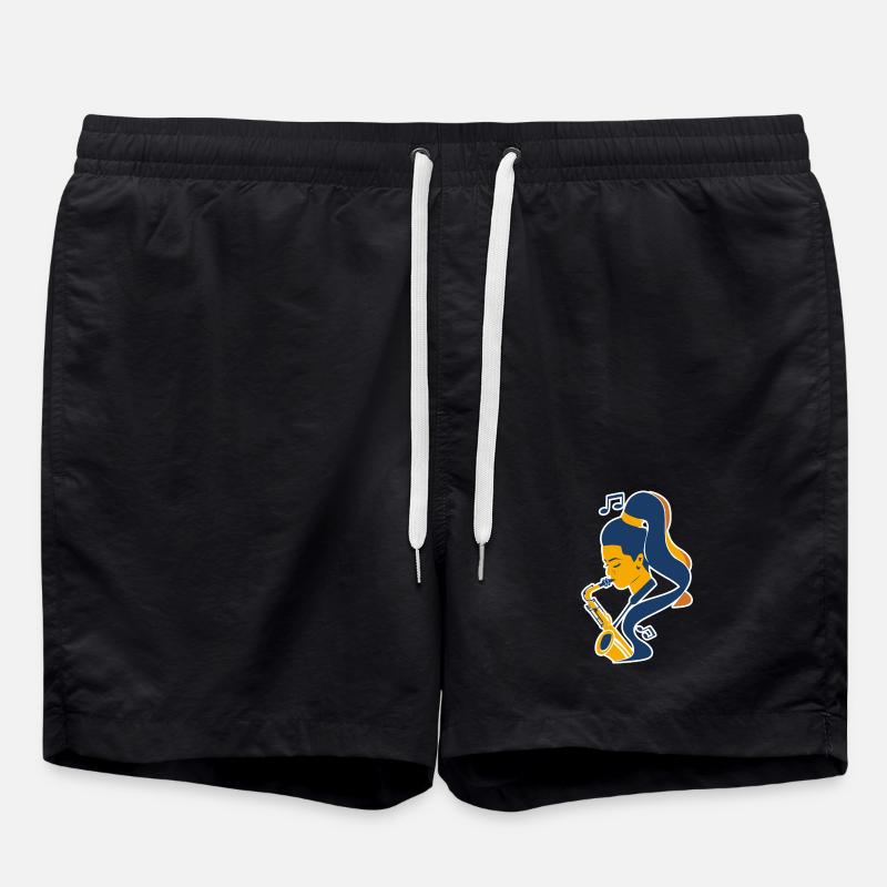 Saxophone Player Comic Look - Swim Trunks - black