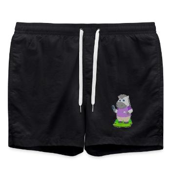 Pferd Friseur Schere Kamm - Badeshorts - Schwarz - Vorne - AI Model Male 185 light (185cm)