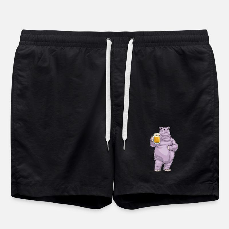 Nilpferd Krug Bier - Badeshorts - Schwarz
