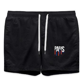 Souvenir Bleu Rouge Paris - Hommage à la France - Short de bain - noir - Devant - AI Model Male 185 light (185cm)