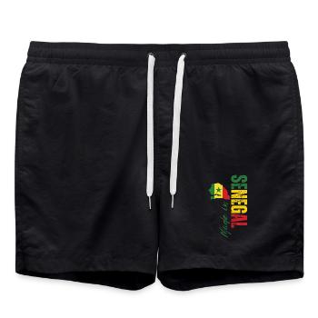 Made in Senegal, vertical design - Swim Trunks - black - Front - AI Model Male 185 light (185cm)