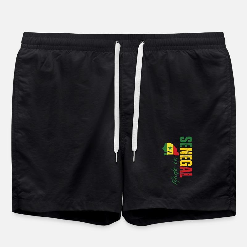 Made in Senegal, vertical design - Swim Trunks - black