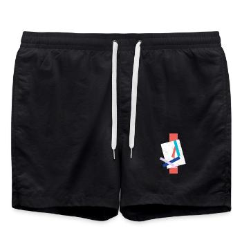 Accent sur la géométrie abstraite pour les étudiants en art - Short de bain - noir - Devant - AI Model Male 185 light (185cm)