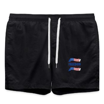 Stilvolle Freiheit Flaggenmotiva - Badeshorts - Schwarz - Vorne - AI Model Male 185 light (185cm)