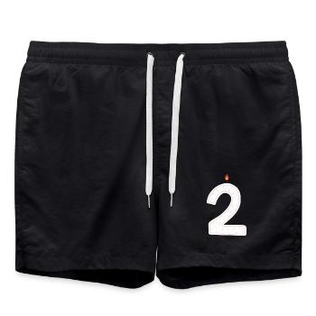 Birthday Candle Number Two Graphic - Swim Trunks - black - Front - AI Model Male 185 light (185cm)