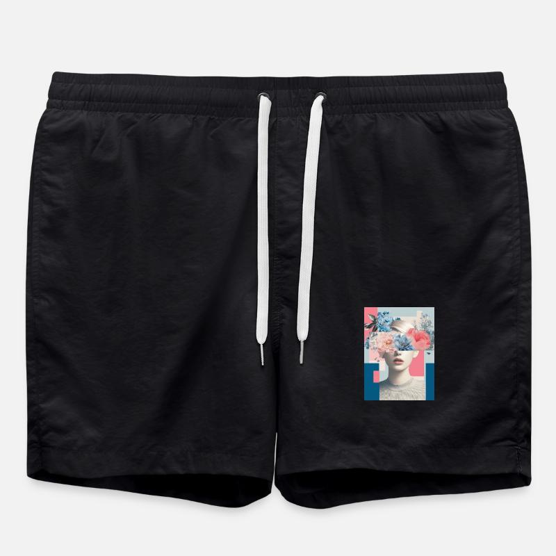 Abstract floral femininity - Swim Trunks - black