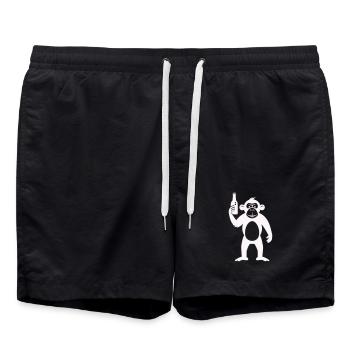Humorvolle Affe mit Flasche - Badeshorts - Schwarz - Vorne - AI Model Male 185 light (185cm)