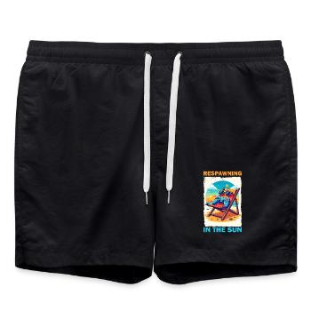 Gaming vacation on the beach - Swim Trunks - black - Front - AI Model Male 185 light (185cm)