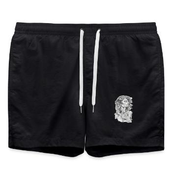 Air dessin noir et blanc carographique - Short de bain - noir - Devant - AI Model Male 185 light (185cm)
