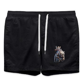 Skeleton cowboy on bear - Swim Trunks - black - Front - AI Model Male 185 light (185cm)