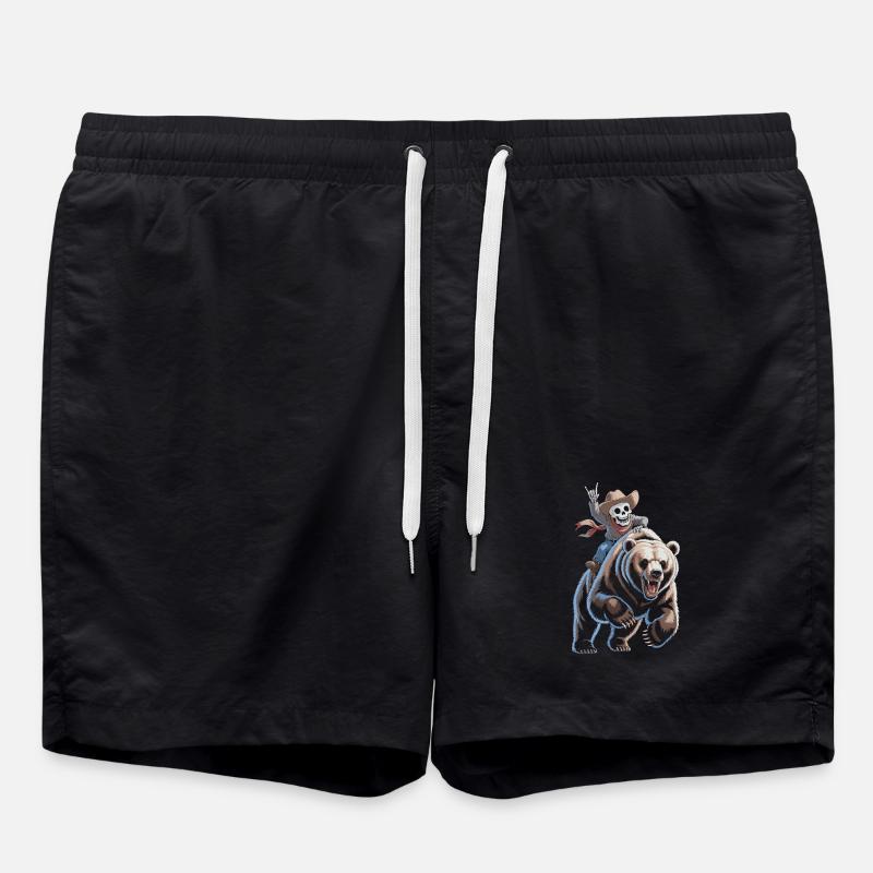 Squelette cow-boy sur ours - Short de bain - noir
