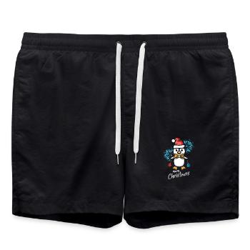 Weihnachtspinguin mit Schneeflocken - Badeshorts - Schwarz - Vorne - AI Model Male 185 light (185cm)