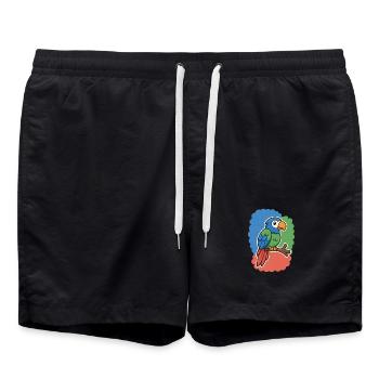 oiseau mignon, petit perroquet - Short de bain - noir - Devant - AI Model Male 185 light (185cm)