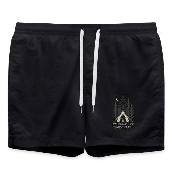Solo Camping Introverti Campeur Calme - Short de bain - noir - Devant - AI Model Male 185 light (185cm)