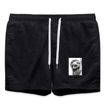 Crayon mignon style paresseux noir blanc - Short de bain - noir - Devant - AI Model Male 185 light (185cm)