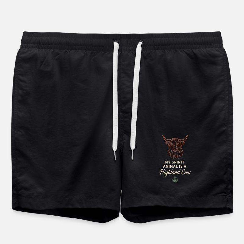 Vache des Highlands Rustique Animal Mignon - Short de bain - noir