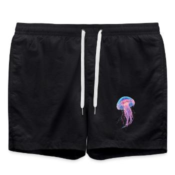 Rainbow Neon Jellyfish - Swim Trunks - black - Front - AI Model Male 185 light (185cm)
