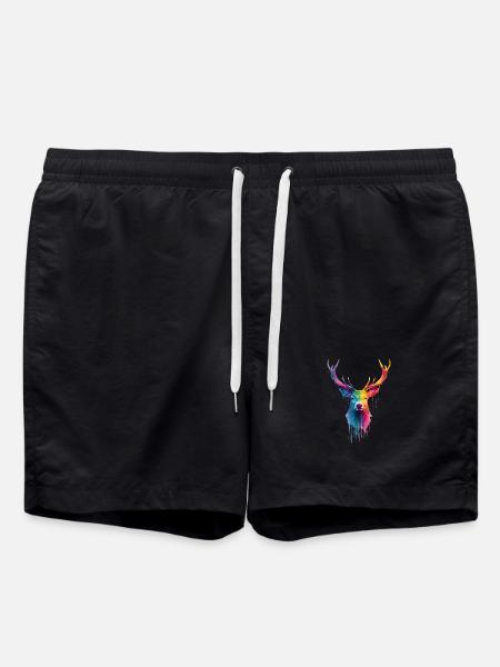 Deer Deer Antlers - Swim Trunks - black