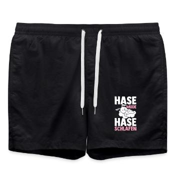 Shlafshirt Hase Hasi Müde Hasi Schlafen - Badeshorts - Schwarz - Vorne - AI Model Male 185 light (185cm)