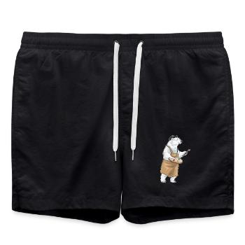 Eisbär Maler Pinsel Malen - Badeshorts - Schwarz - Vorne - AI Model Male 185 light (185cm)