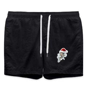 Salutations de Noël Poisson Guppy Bouillonnant - Short de bain - noir - Devant - AI Model Male 185 light (185cm)