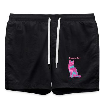 Space Cat - Swim Trunks - black - Front - AI Model Male 185 light (185cm)