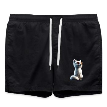 Polarfuchs Schneefuchs Eisfuchs Süßer Weißer Fuchs - Badeshorts - Schwarz - Vorne - AI Model Male 185 light (185cm)