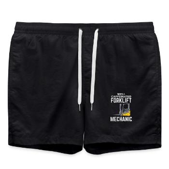Well Caffeinated Forklift Mechanic Design - Badeshorts - Schwarz - Vorne - AI Model Male 185 light (185cm)