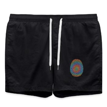 Regenbogen-Fingerprint Spirale - Badeshorts - Schwarz - Vorne - AI Model Male 185 light (185cm)