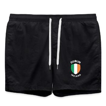 Dublin shield with the colours of Ireland - Swim Trunks - black - Front - AI Model Male 185 light (185cm)