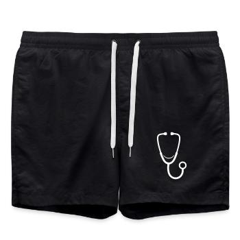 Stethoskop Medizin Arzt Pflege Herz - Badeshorts - Schwarz - Vorne - AI Model Male 185 light (185cm)
