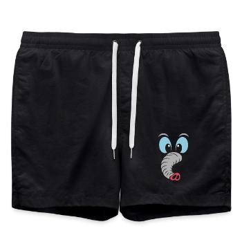 Elefant | Big Face Kostüm Karneval Verkleidung - Badeshorts - Schwarz - Vorne - AI Model Male 185 light (185cm)