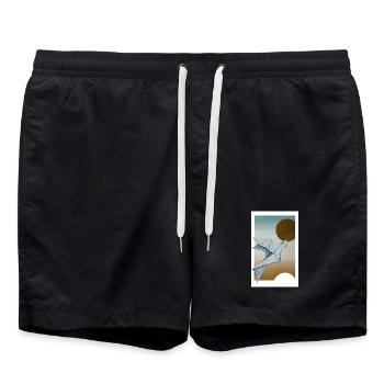 Origami Taube - Badeshorts - Schwarz - Vorne - AI Model Male 185 light (185cm)