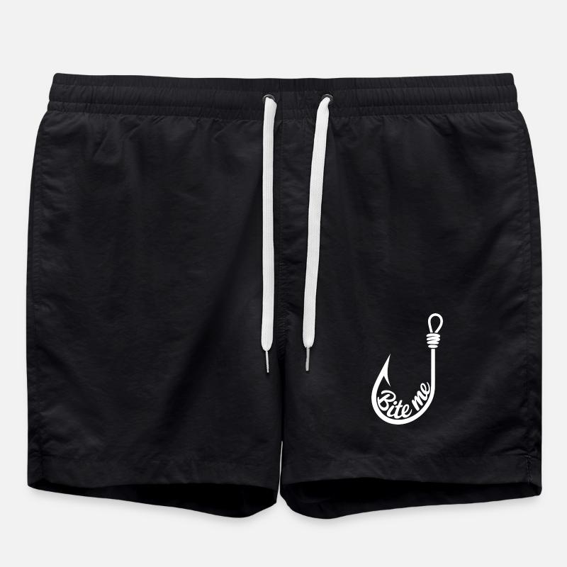Bite Me Lure Hook Design - Swim Trunks - black