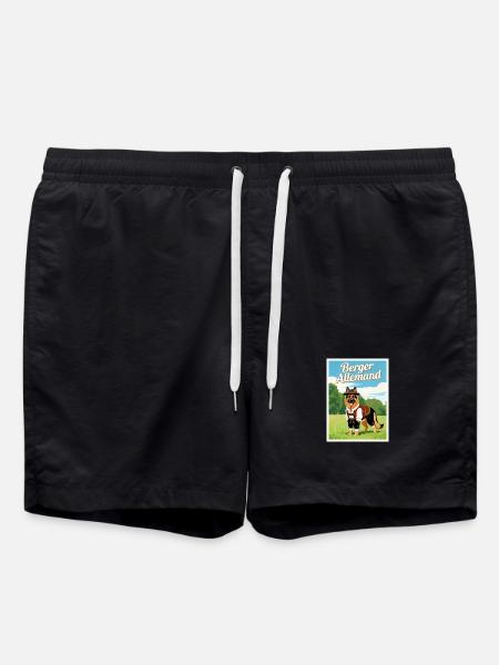 German Shepherd in Bavarian costume - Swim Trunks - black