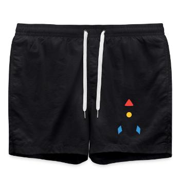 Abstract Rocket Spaceship - Swim Trunks - black - Front - AI Model Male 185 light (185cm)
