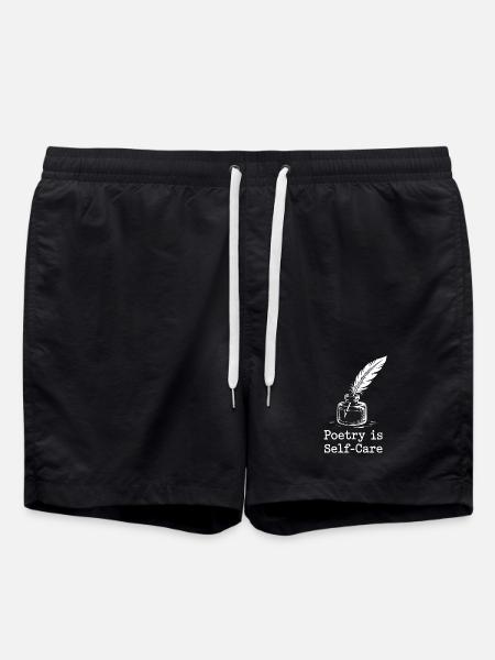Poetry as Self-Care Quill Design - Swim Trunks - black