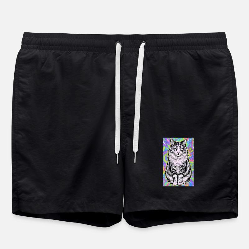 cat - Swim Trunks - black