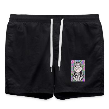 cat - Swim Trunks - black - Front - AI Model Male 185 light (185cm)
