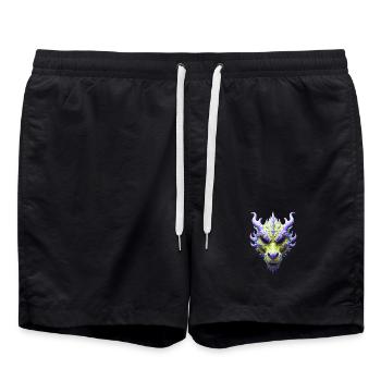 Aurora-Grüne Drachenmaske - Badeshorts - Schwarz - Vorne - AI Model Male 185 light (185cm)