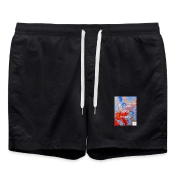 follow. your. heart I statementstyles I uniquewear - Badeshorts - Schwarz - Vorne - AI Model Male 185 light (185cm)