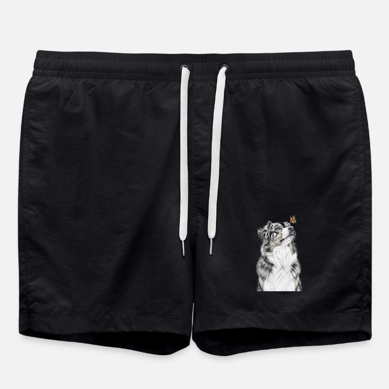 Aussie blickt Schmetterling Australian Shepherd - Badeshorts - Schwarz