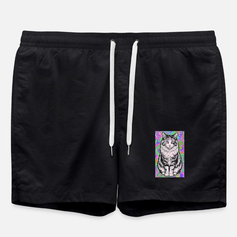 Katze - Badeshorts - Schwarz
