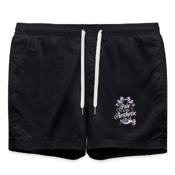 Blasse ästhetische Schrift mit Schleife - Badeshorts - Schwarz - Vorne - AI Model Male 185 light (185cm)